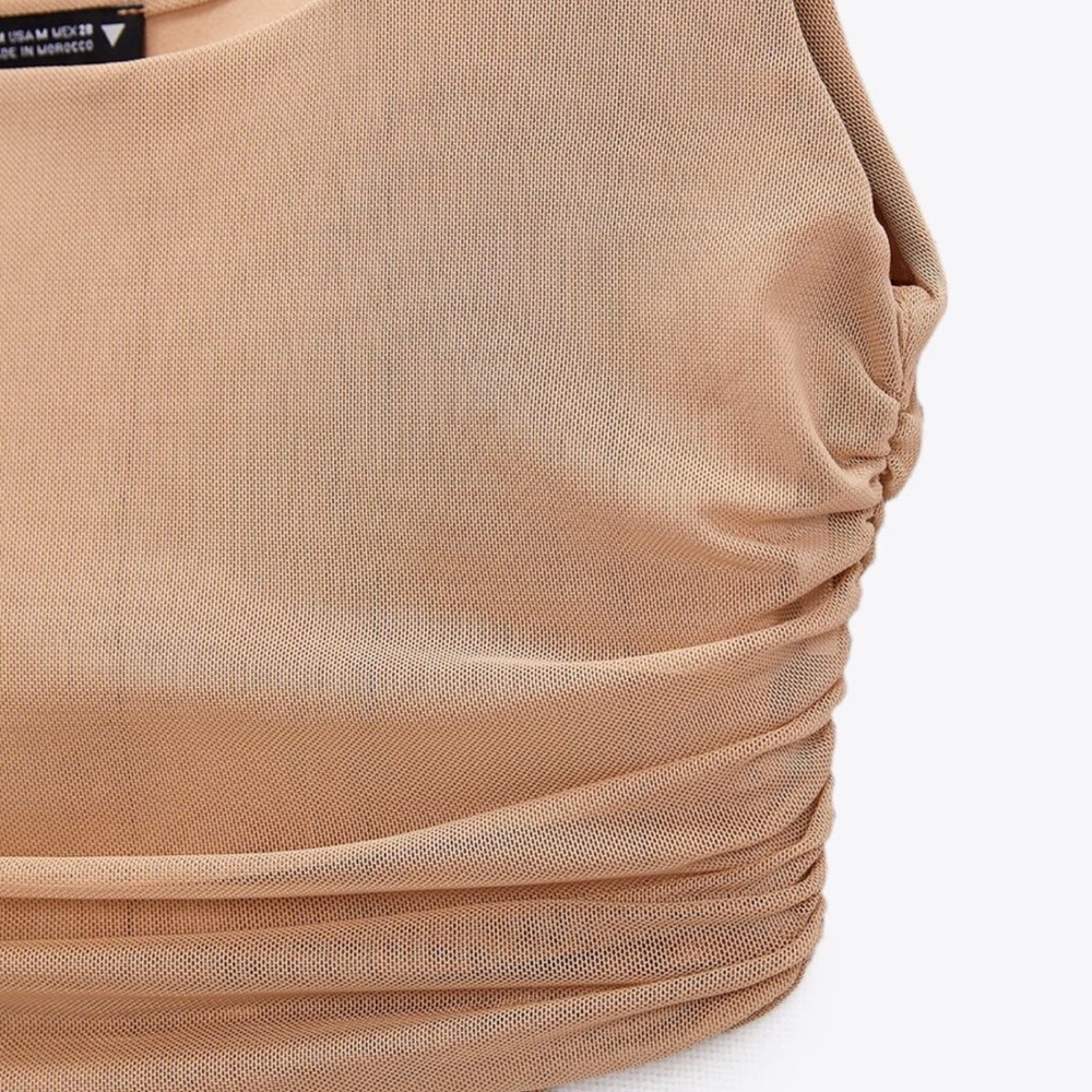 Zara Tulle Coset Top XS Beige-Pink - Picture 5 of 7